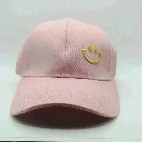 Woman’s Pink Embroidered Smiley Baseball Cap - Picture 7 of 7